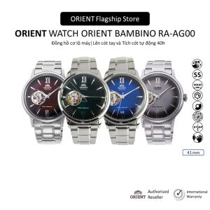 Đồng hồ nam Orient Watch Bambino RA-AC00 máy lộ cơ automatic dự trữ năng lượng 40h lên cót tay và tự động mặt kính cường lực cong chống xước dây thép đeo tay cao cấp chính hãng