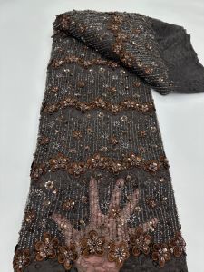 OLEVO | Luxury High-Quality Sequins Embroidery African Beaded Lace Fabric Nigerian French Lace for Dress Sewing 2026 AT2909