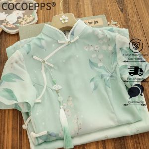 Cocoepps cổ điển thanh lịch cộng hòa Trung Quốc Gió Xanh ngắn tay sườn xám 2023 mùa xuân mới hàng ngày có thể mặc phụ nữ