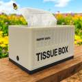 Hộp đựng khăn giấy hình container - chất liệu nhựa dùng trang trí decor xe hơi, bàn làm việc, phòng khách…. 