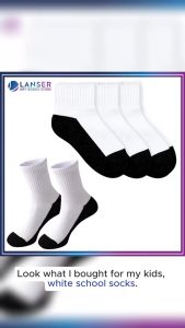 School White Socks for Kids Boy and Girl 5-12 years old K-12 (3 pairs)