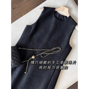 French Style Loose Fit Woolen Vest Dress Womens Sleeveless Slimming Autumn Winter New Arrival Small Fragrance Wind Casual Dress