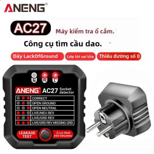 Máy Kiểm Tra Ổ Cắm Thông Minh ANENG AC27 30mA RCD NCV Máy Dò Điện Áp Với Phích Cắm EU/US Công Cụ Kiểm Tra Pha Cực Cho Thợ Điện Gia Đình