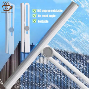 180 Degree Rotatable Bathroom Floor Cleaning Brushes Foldable Window Silicone Glass Wiper Multi-purpose Mirror Glass Scraper