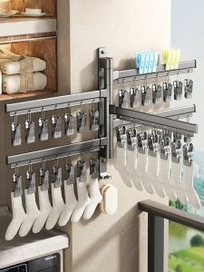 XUNHUAI | Multi-Clips Space-Saving Wall-Mounted Drying Rack For Home Use