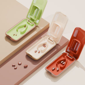 เครื่องตัดยาแบบบางและไม่รู้สึกได้พร้อมกล่องเก็บยา แบ่งยาได้สองช่อง ช่วยในการจัดระเบียบในครัวเรือน