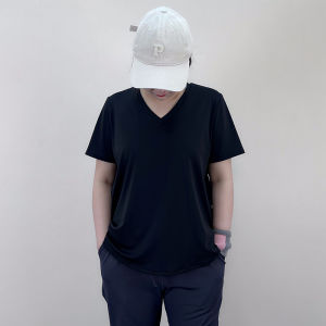 maytryit | Quick Dry V-Neck Short Sleeve Womens T-Shirt Plus Size