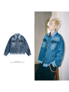 แจ็คเก็ตยีนส์คอปกพับลายสก็อตสไตล์อเมริกันสำหรับผู้ชายและผู้หญิงในฤดูใบไม้ร่วงปี 2025 แจ็คเก็ตยีนส์ทรงหลวมๆ ทรงหลวมๆ สำหรับเยาวชน