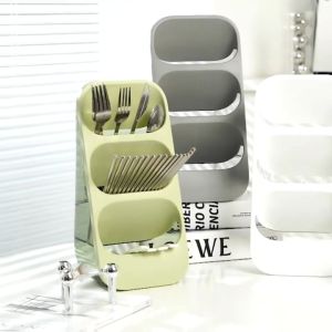 3 compartment utensil holder kitchen separable cutlery storage caddy display automatic draining