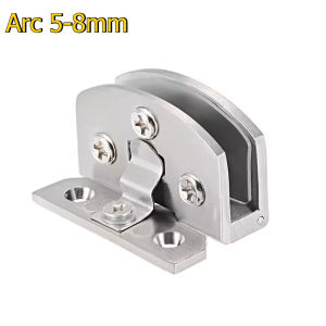 Glass Door Hinge Wine Cabinet Door Hinge No Drilling Frameless Clamp Glass Hardware Household Silver Zinc Alloy Attachment
