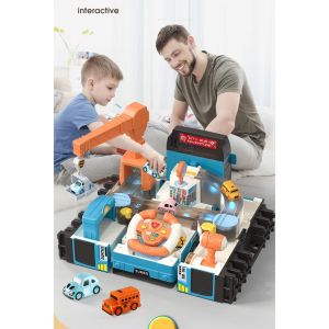 Parking Lot Bus Toy with Steering Wheel Control and Lift Elevator Sound and Light Carpark Toy Car Park