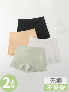 กางเกงชั้นในทรงสี่เหลี่ยมสำหรับผู้หญิงในช่วงฤดูร้อน ผ้าไหมน้ำแข็ง ผ้าฝ้ายแท้ ไร้รอยต่อ กางเกงขาสั้นป้องกันแสง ความปลอดภัย กางเกงชั้นในสองในหนึ่ง