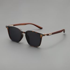 Tortoiseshell Wood Grain Frame Sunglasses for Women Summer Sun Protection High-End Driving Style Glasses for Men