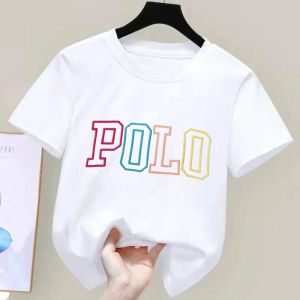 Bandai | 2026 Summer Kids Korean Style Simple 100% Cotton T Shirt for Children Trendy Letter Printed Tees Girls Daily Casual Sweatshirts