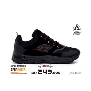 Aerostreet 40-43 Active Low Hitam Hitam Merah - Sepatu Sneaker Boots