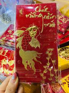 Set 6 phong bao lì xì Tết 2024 giấy Couche C150 bìa cứng cao cấp