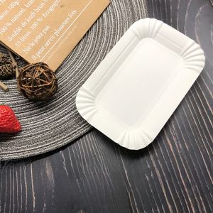 Disposable Birthday Cake Plate Rectangular Baking Dinner Tray Cake Holder Paper Dish Bulk Pack Eco-Friendly Tableware