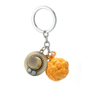 Bandai | One Piece Keychain Anime Metal Luffy Ace Law Devil Fruit Keyring Creative Car Key Holder Fashion Charm Toys Xmas Gifts