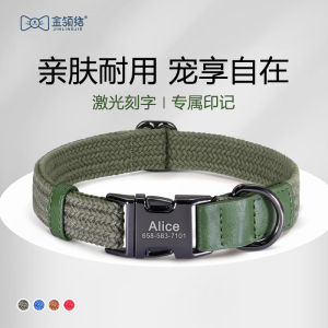 Pet Dog Collar Engraved Anti-Lost Neck Ring for Medium to Large Breeds like Golden Retriever Shiba Inu Corgi Adjustable Leash