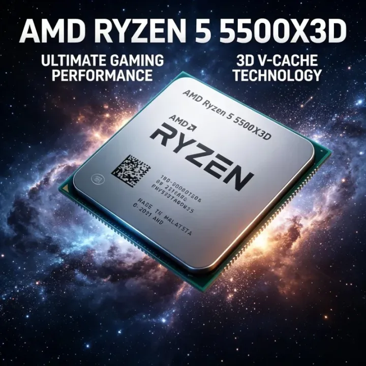 AMD | AMD Ryzen 5 5500X3D R5 5500X3D 6 Core 12 Thread Compatible with B550 X570 AM4 Motherboard Gaming CPU No Fan