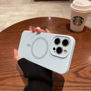 CrashStar MagSafe เคสโทรศัพท์กันกระแทกแบบนิ่มที่เป็นซิลิโคนเหลวสำหรับ iPhone 15 14 Pro Max Plus 13 12 Pro Max ชาร์จไร้สายแฟชั่นเรียบง่ายสีทึบปลอกหุ้มผิวพร้อมเลนส์คลุมทั้งหมดป้องกันกล้องขายดี