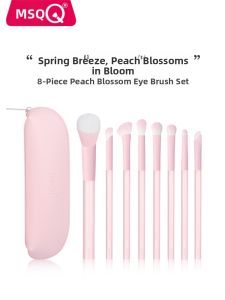 MSQ | Spring Peach 8-Piece Makeup Brush Set for Eyeshadow Contour Blush Eyeliner and Concealer