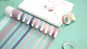 Ins Korean Style 10Pcs Masking Tape Diary Journal Decoration Cute Masking Tape Color Sticker Cute Stationery Creative Pita Comel 和纸胶带手帐文具韩国ins风文具