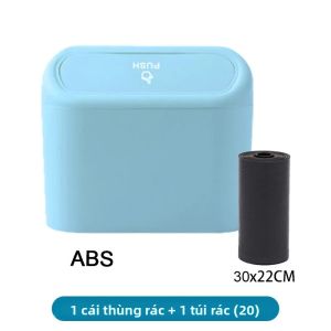 Thùng Rác Ô Tô Nhỏ Có Nắp Thùng Đựng Rác Mini Chống Rò Rỉ Chứa 60 (300) Loại Ép Vuông ABS Kèm Theo Túi