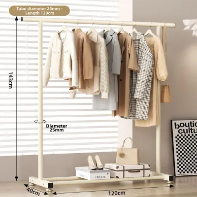 Sturdy Movable Cream Style Free-standing Clothes Rack
