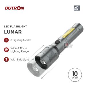 DUTRON Senter LED Lumar Alumunium Slim 6 Mode Cahaya 10 Watt Dengan Baterai Rechargeable Lithium 1200 mAh 9575L 10W