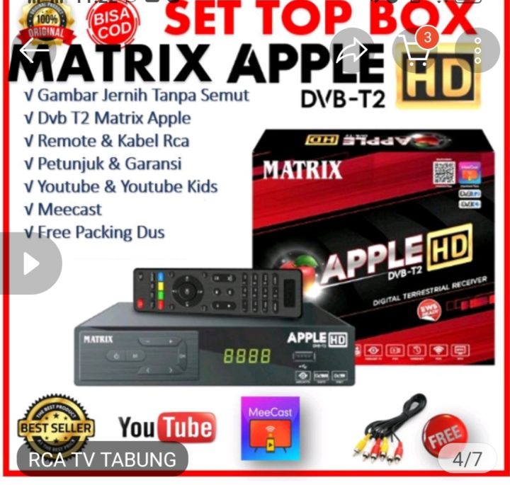 Set Top Box TV Digital DVB-T2 Matrix Apple STB MATRIX APPLE merah