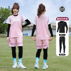 ชุดบาสเก็ตบอลสตรีชุดอุปกรณ์ฝึกซ้อมและแข่งขันฤดูหนาวที่ปรับแต่งได้พร้อมแขนสั้นรัดรูป