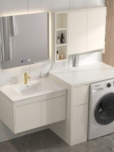 2024 New Arrival Ceramic Whole Washbin Bathroom Cabinet Washing Machine Cabinet Combination Height Washstand Laundry Tub Wash Basin Cabinet