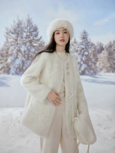XIANGYING | White Faux Fur Coat for Women 2025 Winter New Style