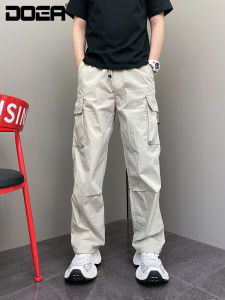 Summer Thin Straight Leg Harlan Pants Mens Casual Youth Wide Leg Trousers Multi Pocket Workwear Long Pants DOEA Brand