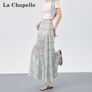 La Chapelle | Vintage Plaid Slim A-Line Midi Skirt