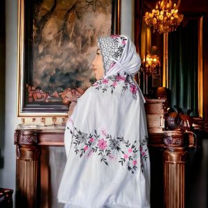 Mukena Terusan Dewasa Bordir Kain Katun Grade A Mukena Lajuran / Lajur