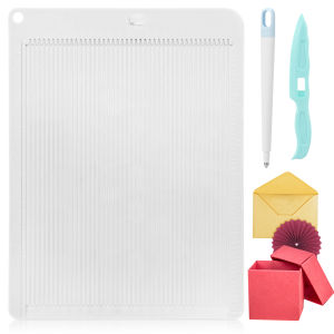 Mini Score Board for Paper Craft 6.4 x 8.5 Multipurpose Scoring Board with Bone Folder for Envelope Box Card Photo Making Tool