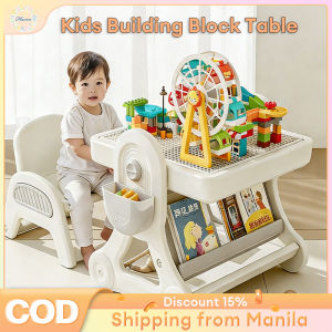 Kids Educational Multifunctional Learning Table Large Particle Building Block Puzzle Game Table Foldable for Boys & Girls