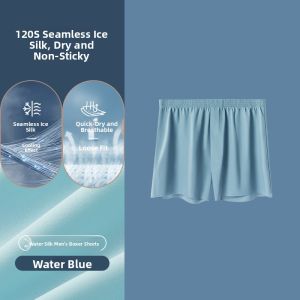 miiow | Ice Silk Boxer Briefs Mens Summer Cool Feeling Flat Angle Can Be Worn Outside Loose Large Size Home Sleepwear Underwear