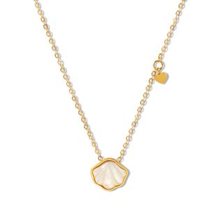 18K Gold Natural Shell Seashell Pendant Chain Necklace • Waterproof Non Tarnish • 316L Stainless Titanium Steel Necklaces for Women NL095