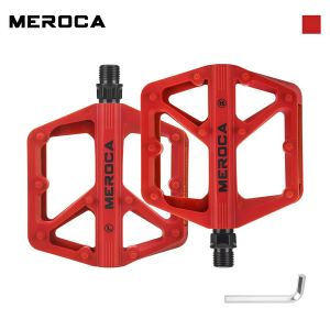 MEROCA nylon bicycle pedals Platform for MTB Road bike Dual DU bearing blue red purple orange green aluminum bicycle pedals