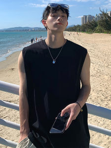 เสื้อกั๊กบาสเก็ตบอลสีดำสำหรับผู้ชาย ฤดูร้อน หลวมๆ ใส่กลางแจ้ง คอตตอนแท้ แขนกุด สไตล์ฮ่องกง หลากหลาย แขนกุด INS เสื้อกั๊กลำลอง