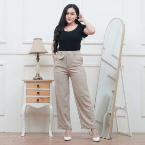 ORO Pants Knit Celana Kulot Highwaist Loose Pants - Celana Kulot Wanita Anti Kusut Knit Premium