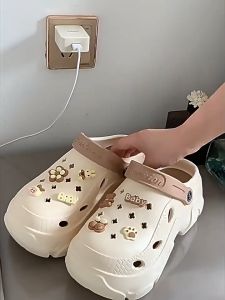 Upgrade Fashion High Heel Croc Sandals for Women Slippers Hole Wedge Korean Shoes Animal Patterns