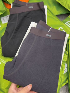 Mens Slim Fit Thermal Pants Thin Autumn Trousers Close-Fitting Double-Sided Fleece Warm Pants High-Waisted Design High Elasticity