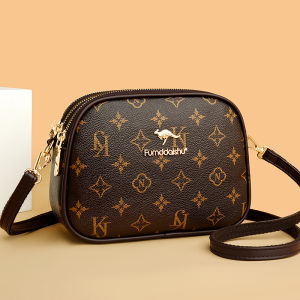 กระเป๋าสะพายข้างผู้หญิงลายดอกไม้หลายชั้นแฟชั่นฤดูใบไม้ผลิ 2024 กระเป๋าสะพายข้างโทรศัพท์มือถือสำหรับคุณแม่ กระเป๋าหนังวัวสไตล์ยุโรป