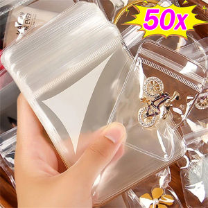 ถุงเก็บซีลในตัวเองสำหรับใส่แหวนต่างหูสร้อยคอป้องกันการเกิดออกซิเดชัน50/10ชิ้นกระเป๋าแบบถุงขายส่ง