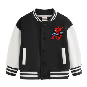 Spiderman Cartoon Print Baseball Jacket for Boys And Girls Kindergarten Childrens Outerwear Autumn Top Coat Casual Cotton Polyester