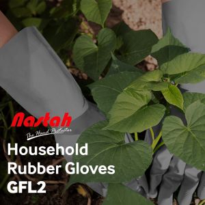 Household Rubber Gloves Orchid Brand GFL2 Grey Color Latex Gloves Non Slip Dishwashing Gloves Nastah Gloves High Quality Kitchen Gloves Work Gloves Waterproof Gloves Household Gloves Sarung Tangan Getah 厨房手套 Size 789 (SML)
